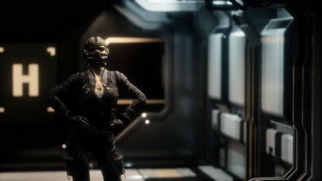 Mujer-Steampunk-En-Nave-Espacial-Futurista